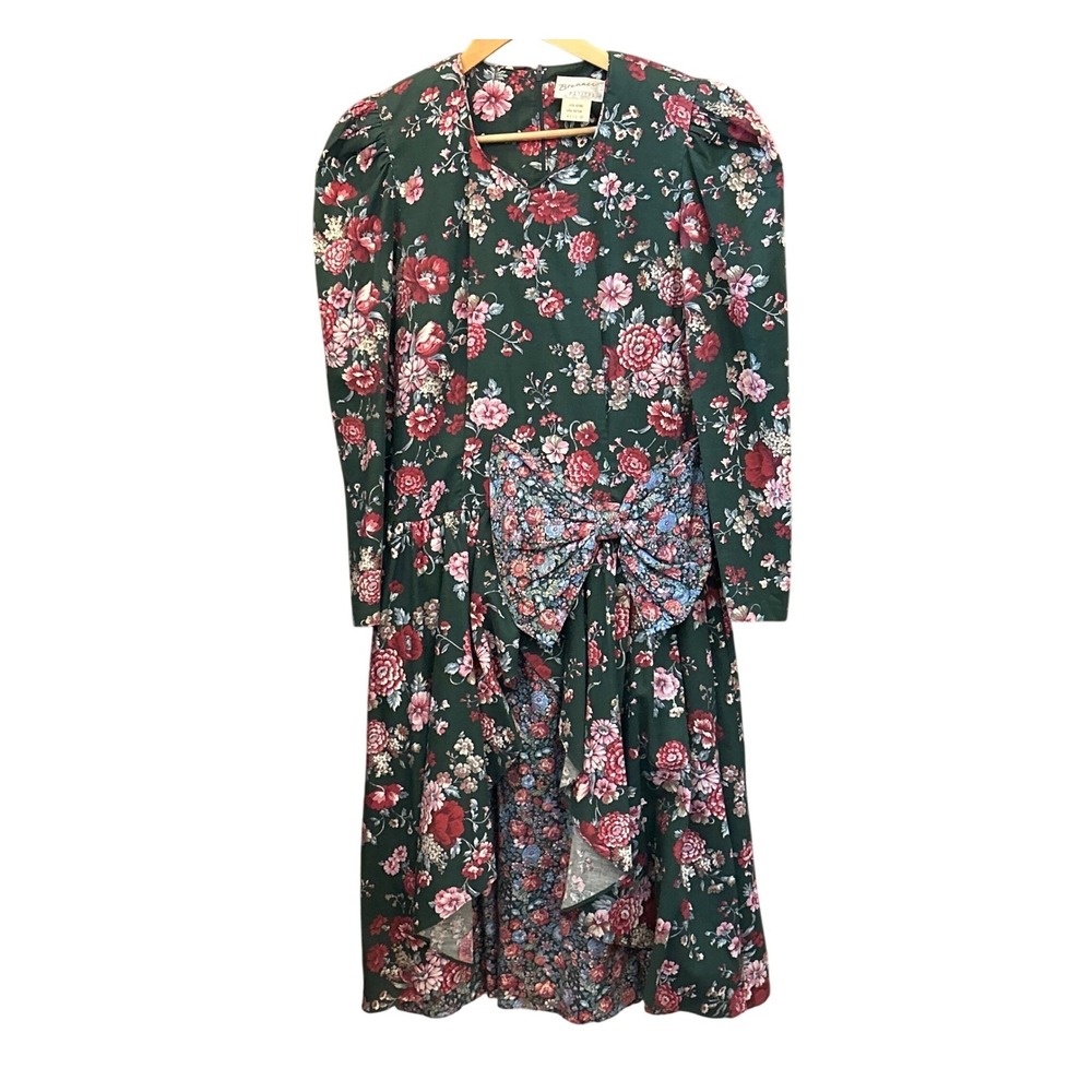 Vintage Brenner Petites Floral Dress 80s Cottagecore Romantic Prairie Victorian